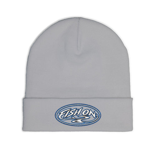 Embroidered "Fish On" Knit Bigger Beanie