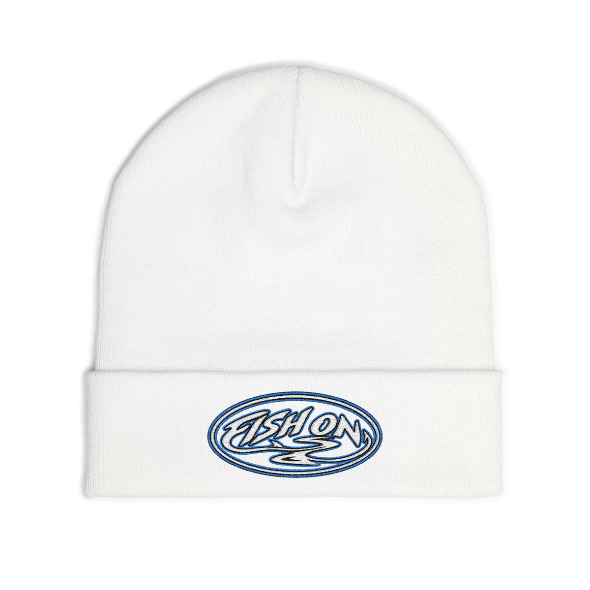Embroidered "Fish On" Knit Bigger Beanie
