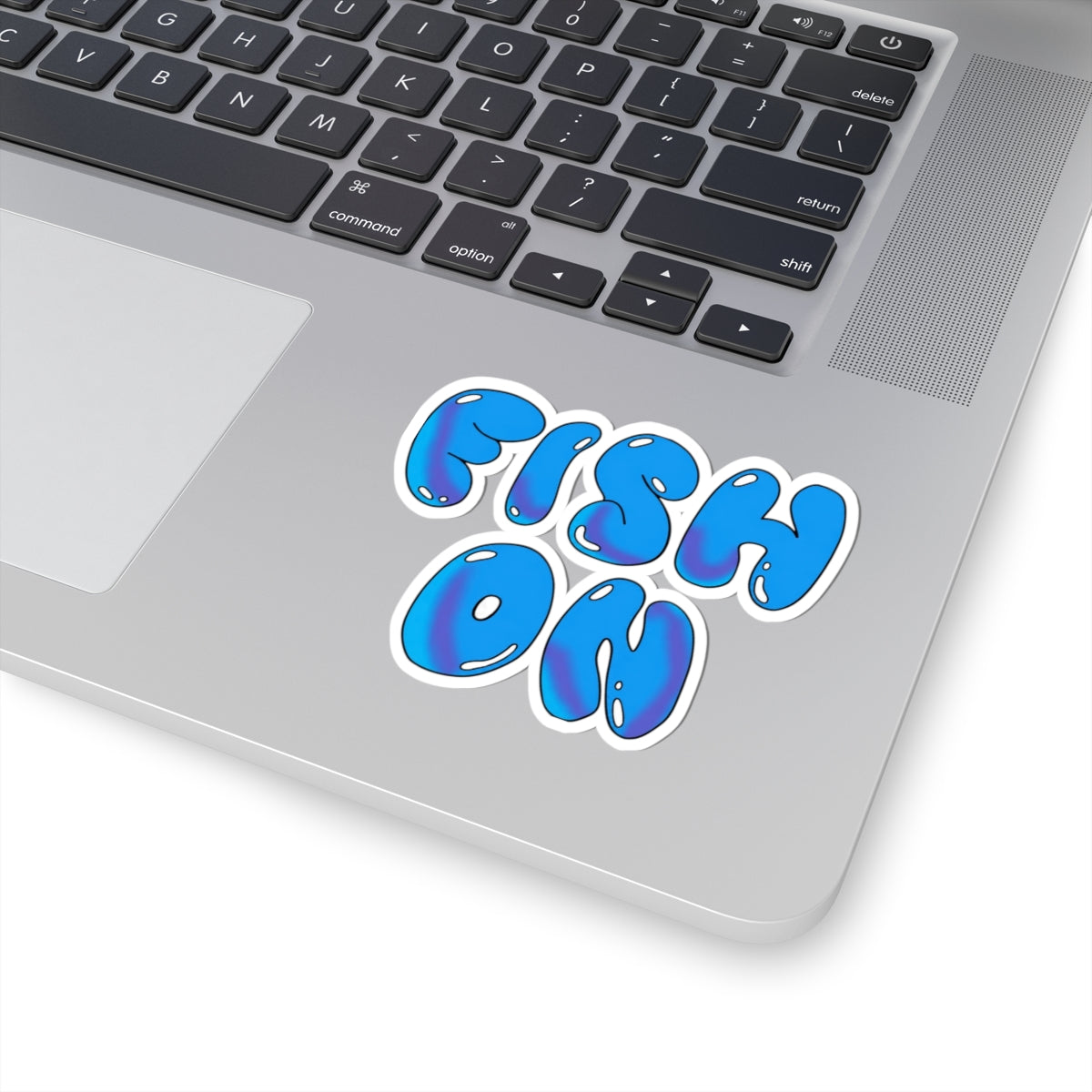 Fish On Kiss-Cut Sticker — Blue Bubble Fishing Decal for Laptops, Gear & Tackle Boxes