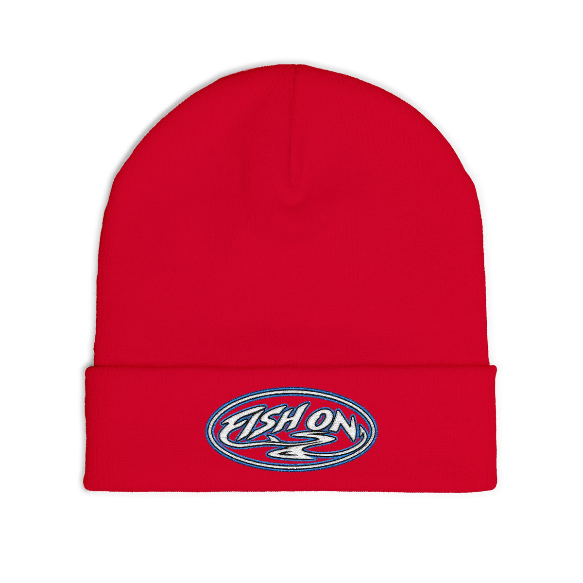 Embroidered "Fish On" Knit Bigger Beanie
