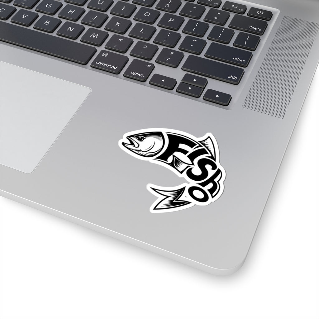Fish Logo Kiss-Cut Sticker — Black & White Angler Decal