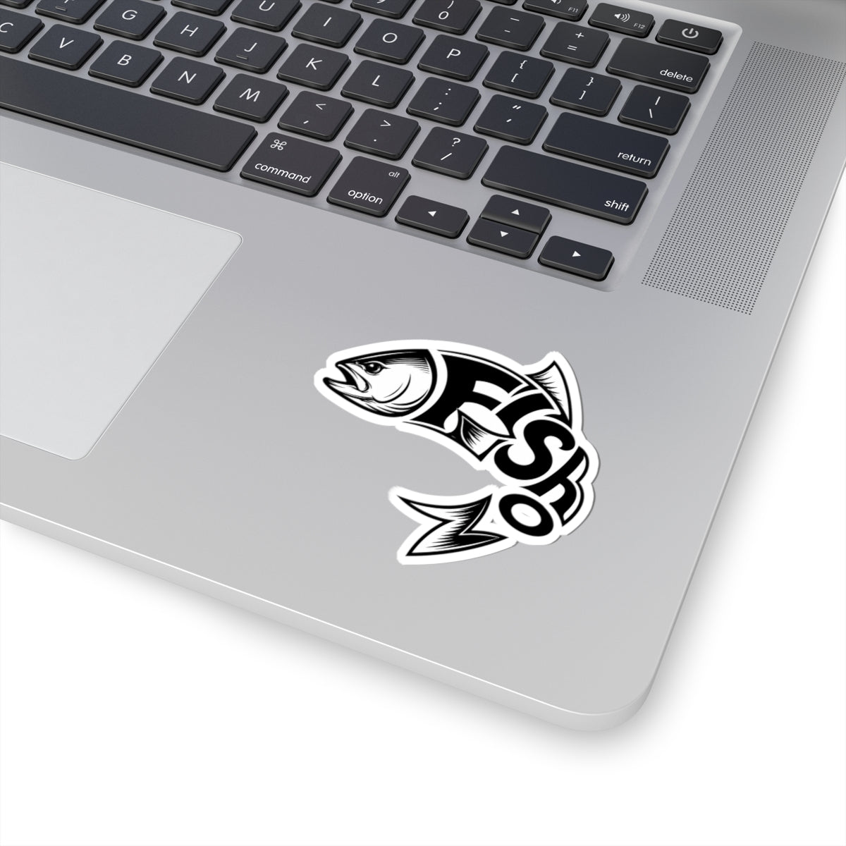 Fish Logo Kiss-Cut Sticker — Black & White Angler Decal