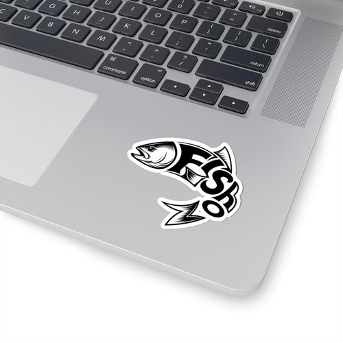 Fish Logo Kiss-Cut Sticker — Black & White Angler Decal