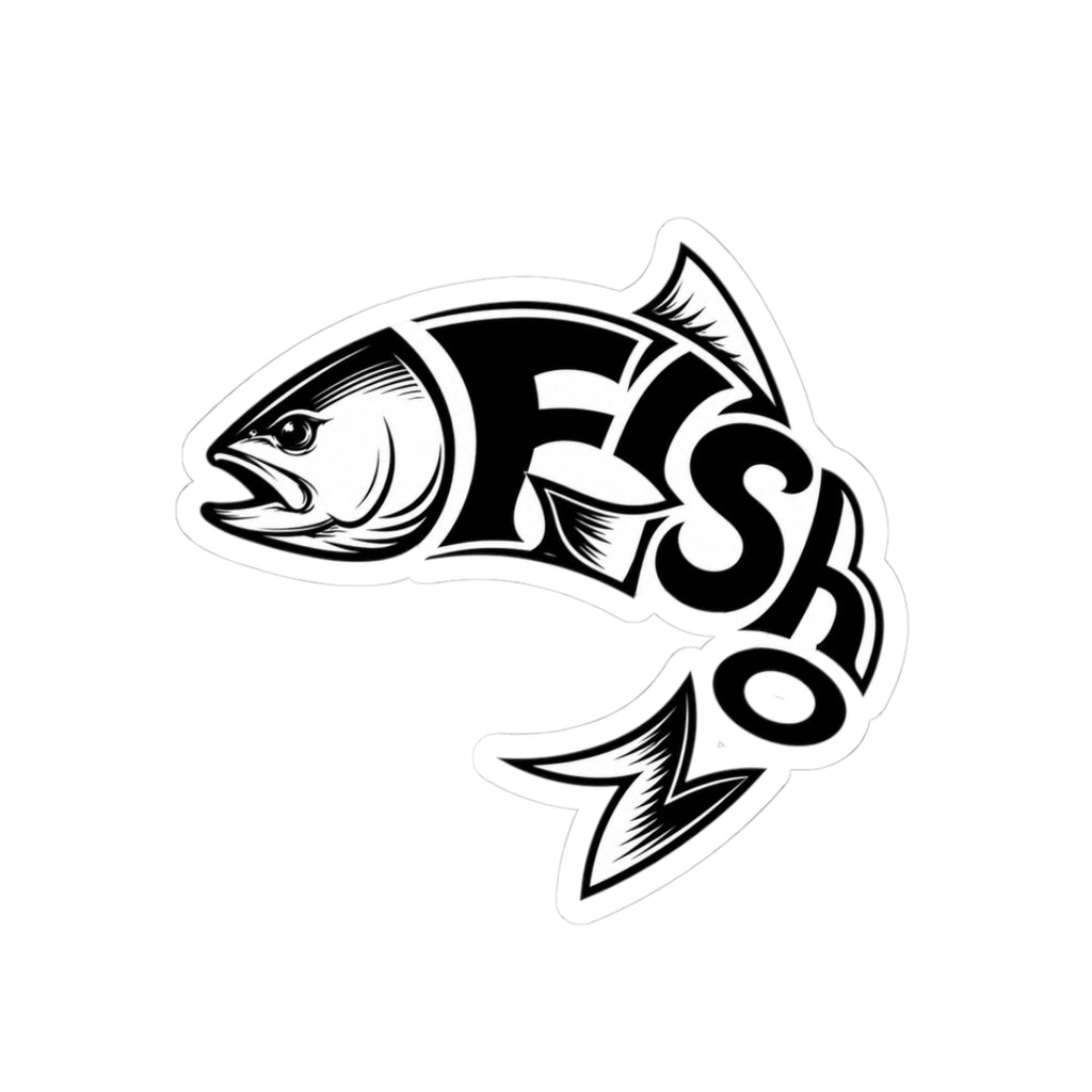 Fish Logo Kiss-Cut Sticker — Black & White Angler Decal