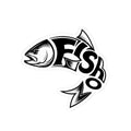 Fish Logo Kiss-Cut Sticker — Black & White Angler Decal